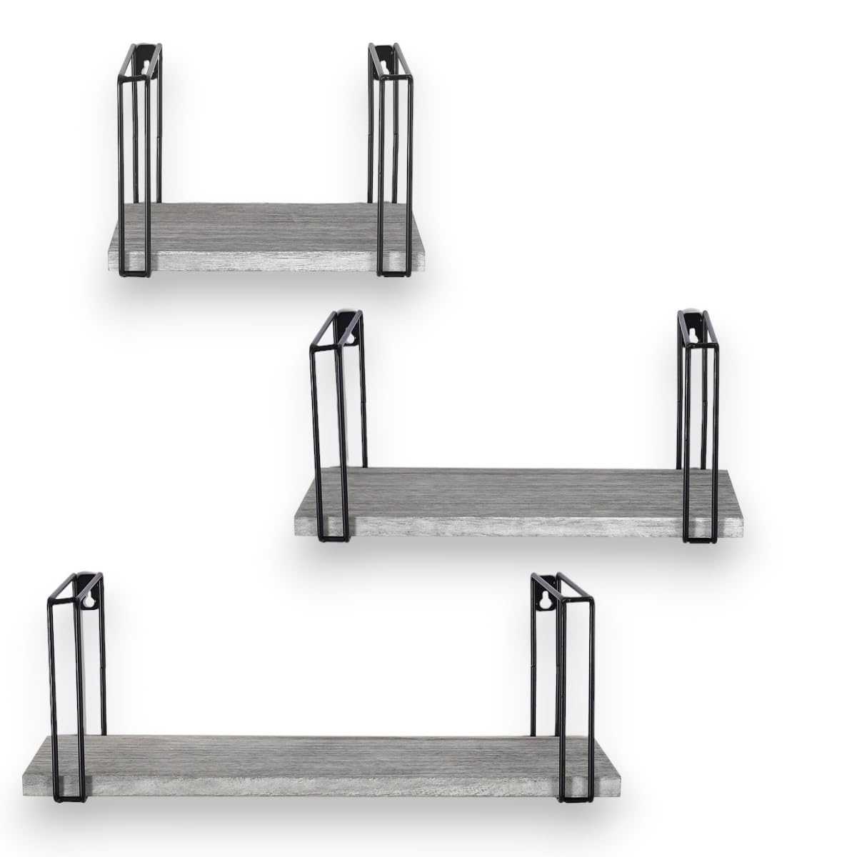 Coradoma Wandregal 3er Set Grau - Hängeregal für Deko Wohnzimmer Modern 43/33/23cm | Gewürzregal Bücherregal Küchenregal | Schweberegal zur Dekoration Zimmer Aesthetic Wanddeko