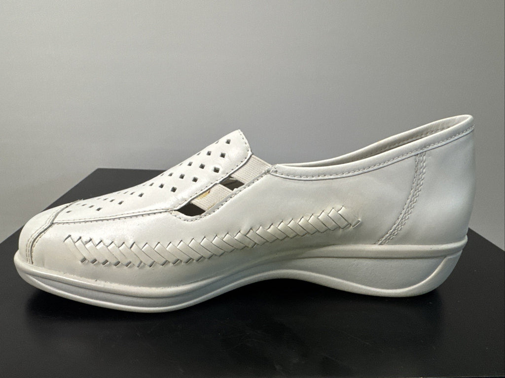 Ara Damenschuh Gr. 4 Halbschuh Weiß Leder Slip On 