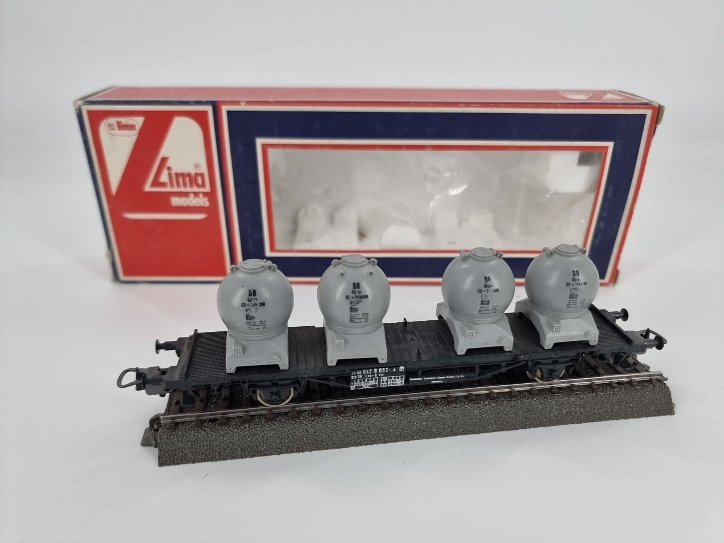 Lima H0 302841 Behältertragwagen DB mit 4 Kugelcon. in OVP