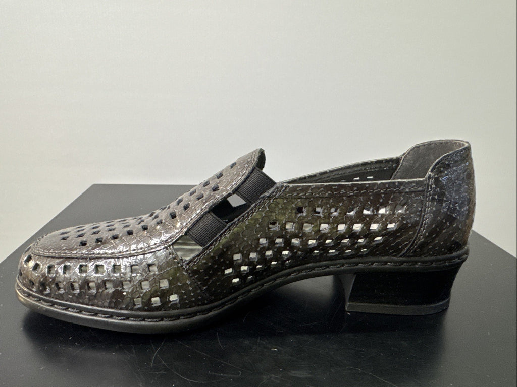 Rieker Halbschuh Gr. 4 Damen Leder Braun Slip On