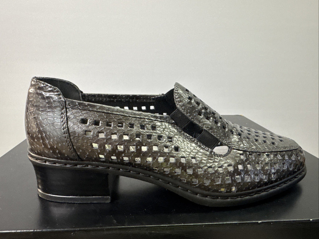 Rieker Halbschuh Gr. 4 Damen Leder Braun Slip On
