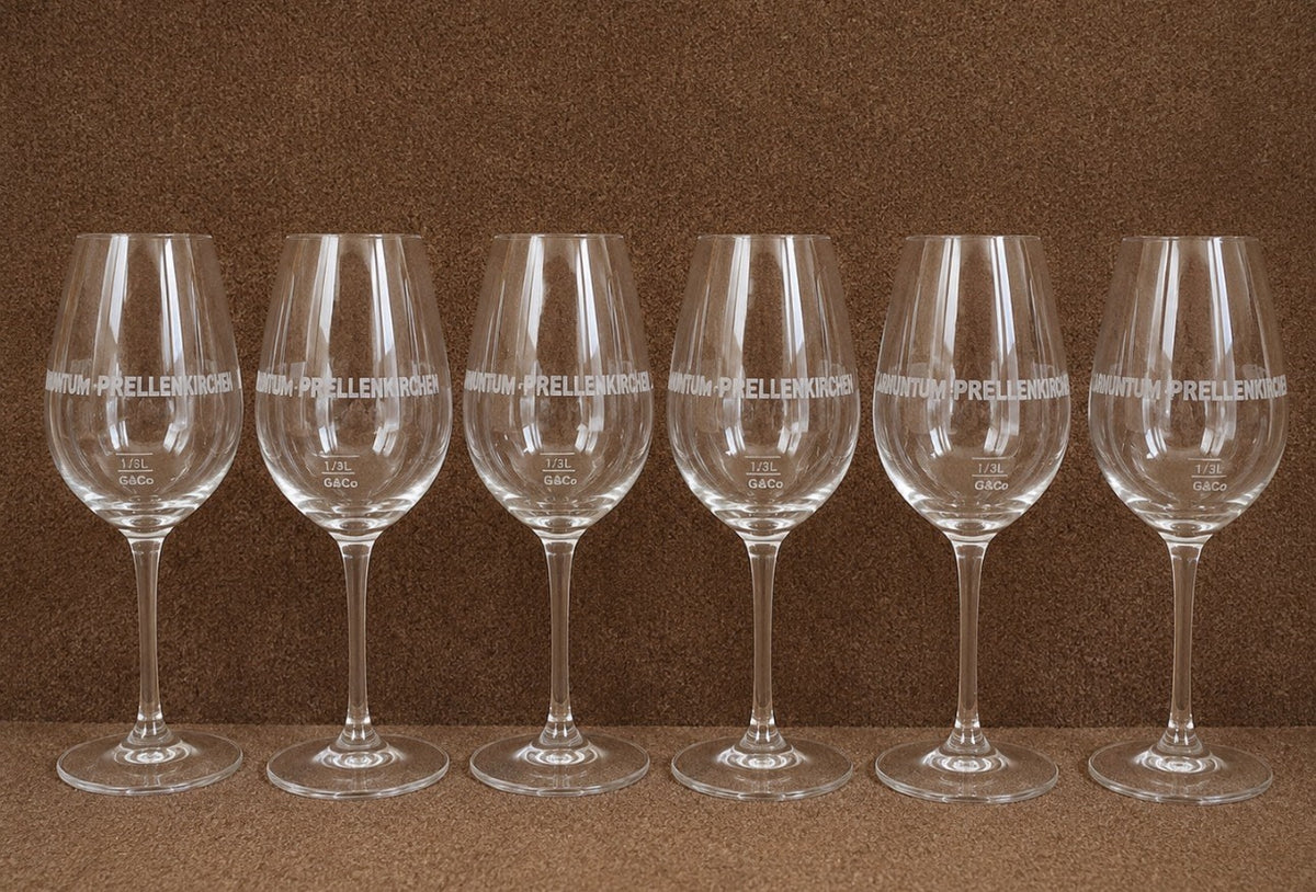 6x Weingläser Prellenkirchen Spitzberg Carnuntum 1/3L Weißweingläser Set