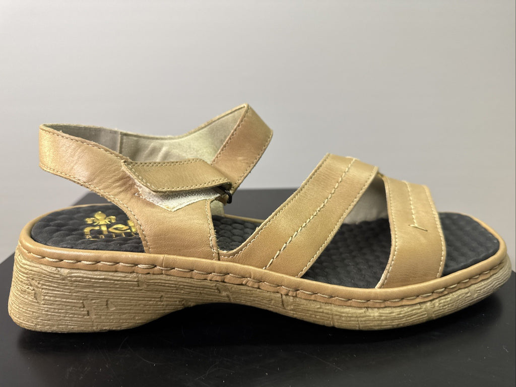 Rieker Sandale Gr. 43 Leder Slip On Braun