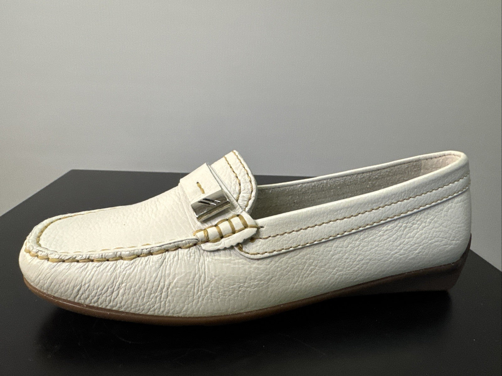 Daniel Hechter Halbschuh Gr. 36 Leder Weiß Slip On