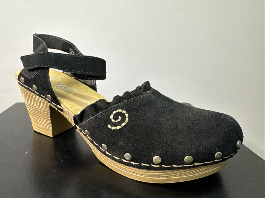 Rieker Sandalette Gr. 42 Leder Schwarz