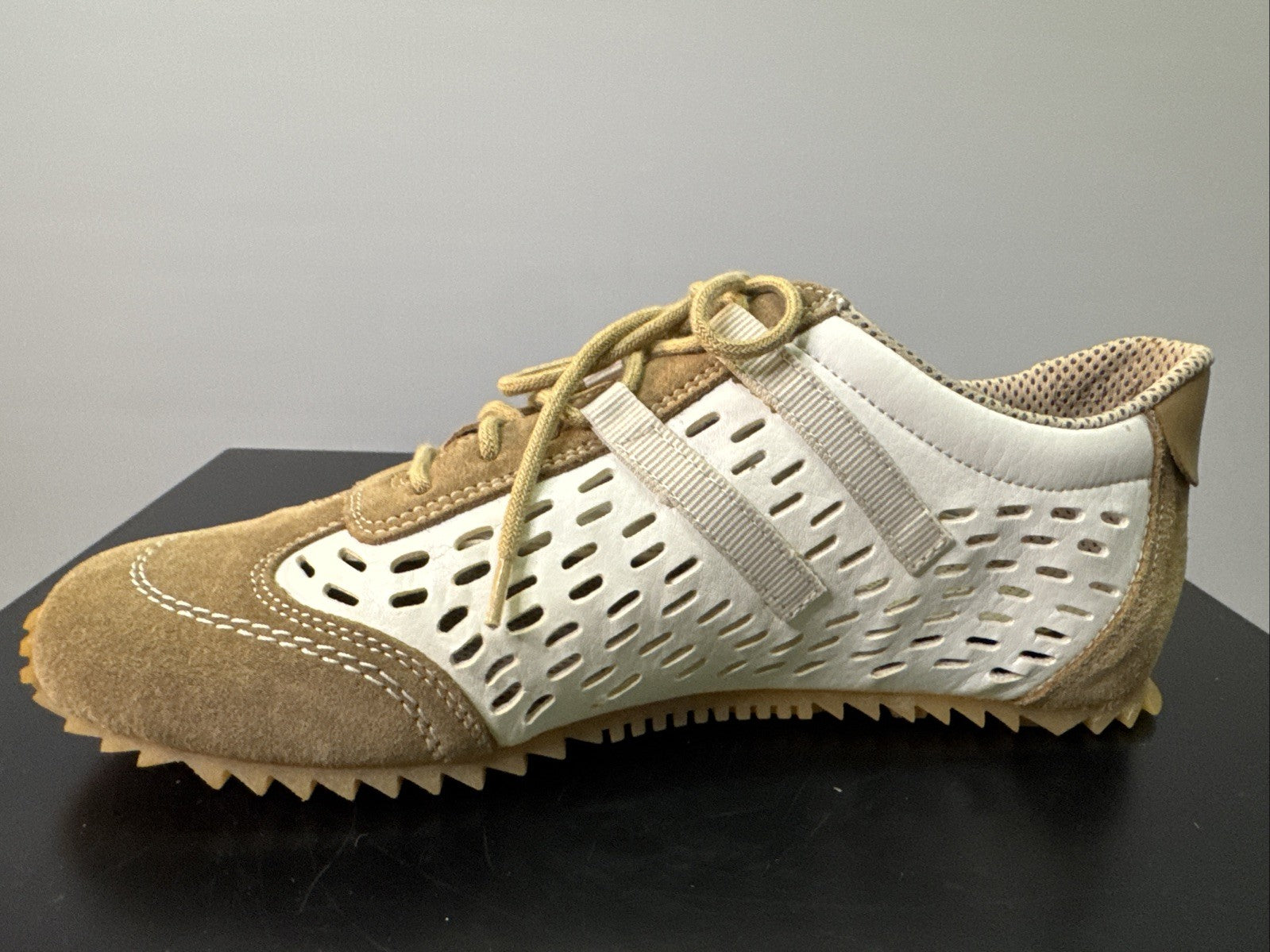 Rieker Halbschuh Gr. 36 Damen Leder Weiß Braun