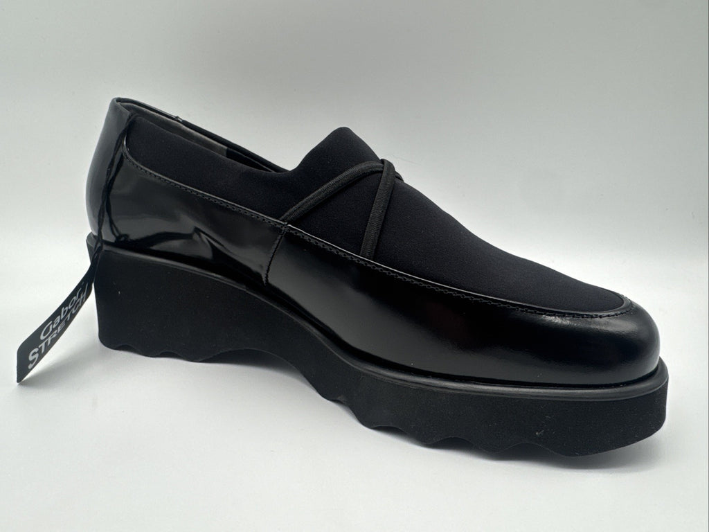 Gabor Damen Halbschuh Gr. 37 Leder Loafer Schwarz 