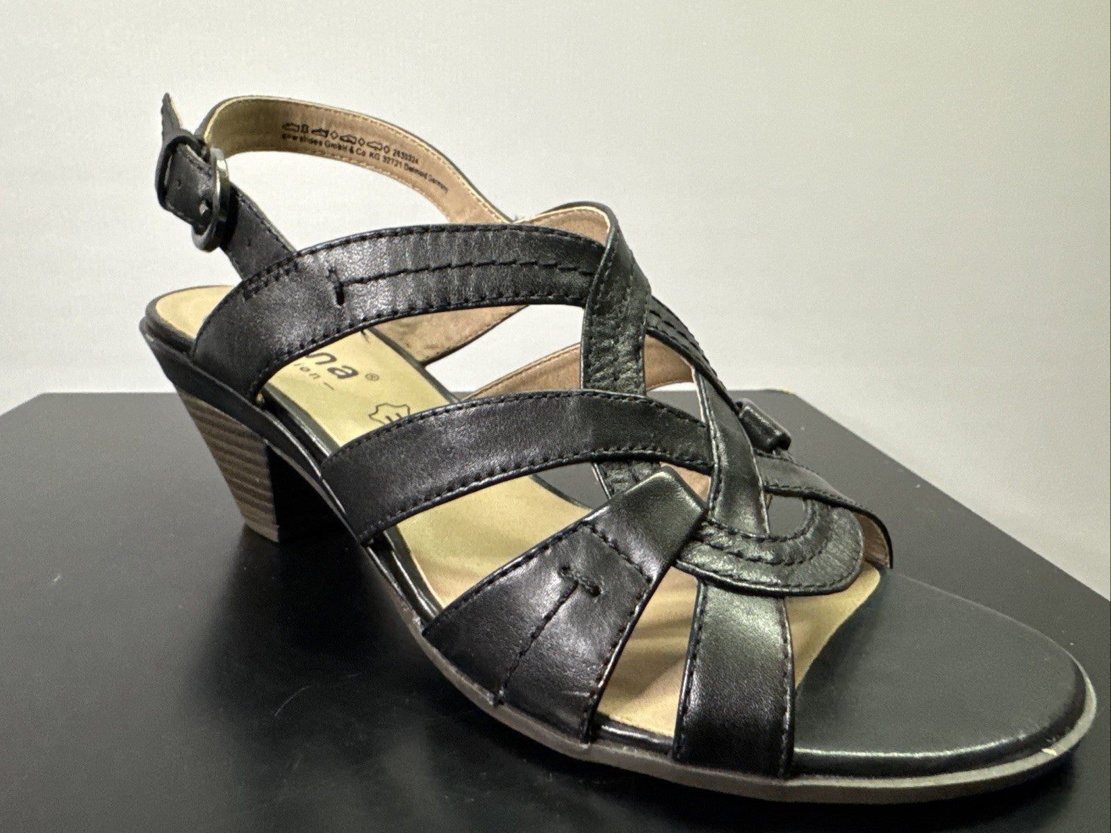 Jana Sandalette  Gr. 4 Leder Schwarz Damen Absatzschuh