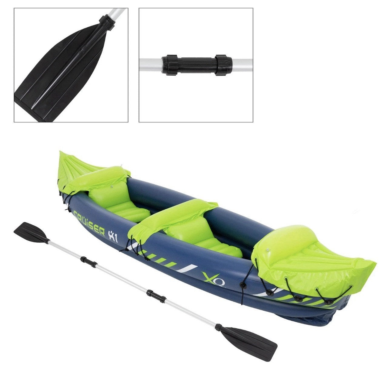 Aufblasbares  Kayak + Paddel Polypro Inflatable Kayak Freizeitkayak 2 Personen