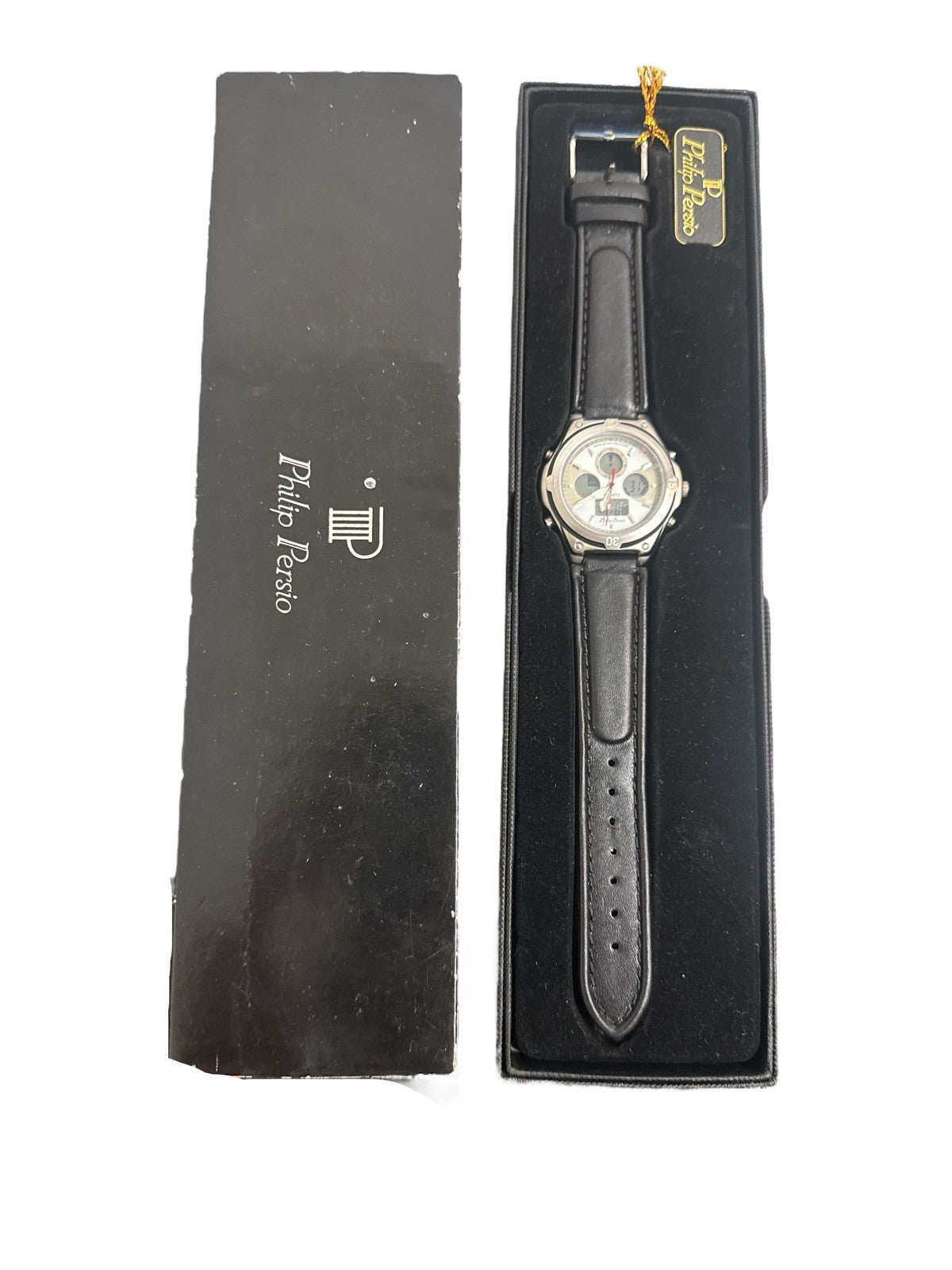 Philip Persio Uhr Quarzuhr mit Lederarmband Neu