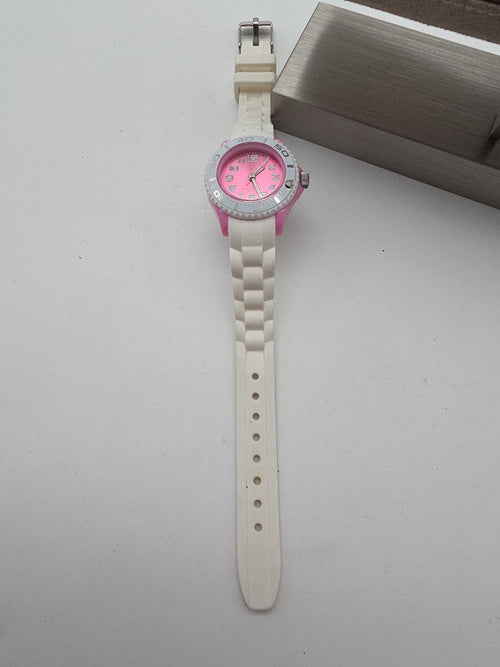 Damen Sportuhr Pink Weiß – Quarz – 5 BAR – Silikonarmband