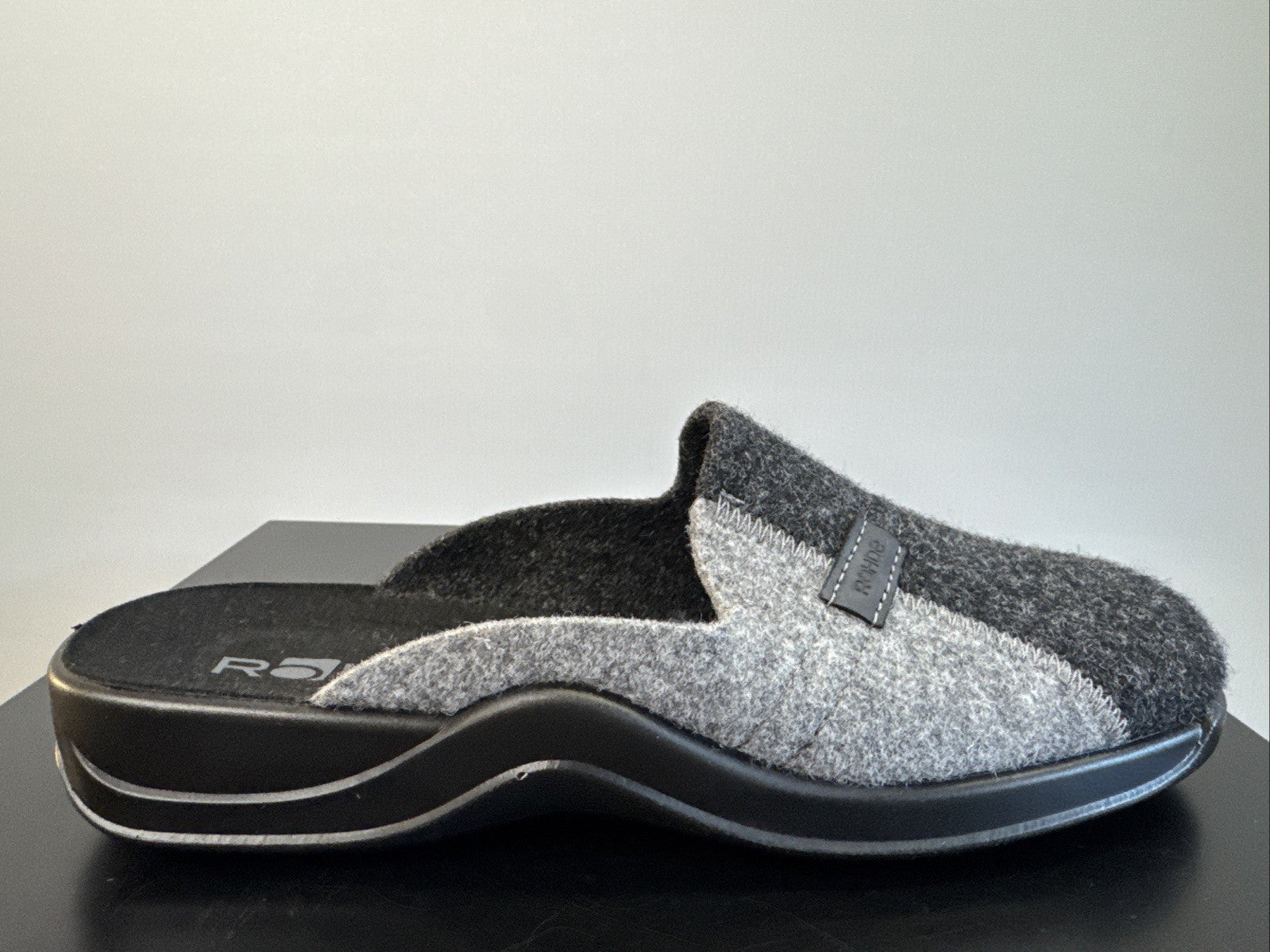 Rohde Herren Filz Pantolette Gr. 44 Anthrazit Pantoffel Weite G 2731