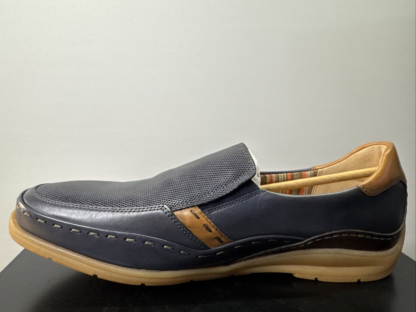 Sioux Hajoko-707 Herrenschuhe Gr. 40/6,5 Slipper Blau Leder