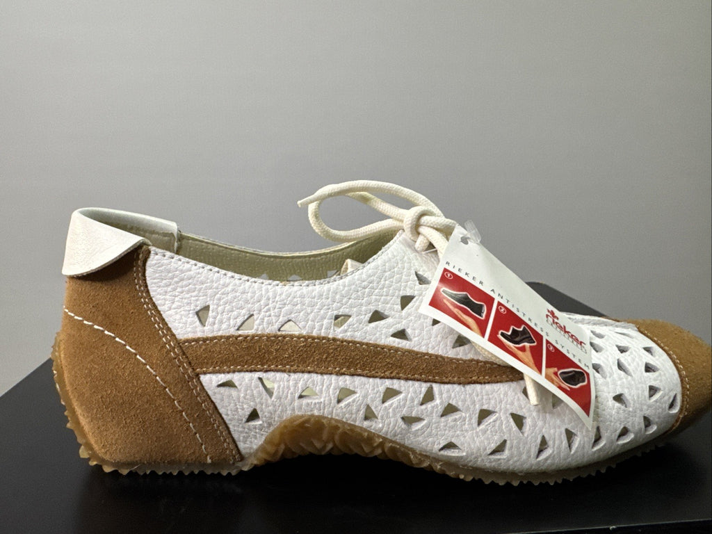 Rieker Halbschuh Gr. 37 Damen Leder Weiß