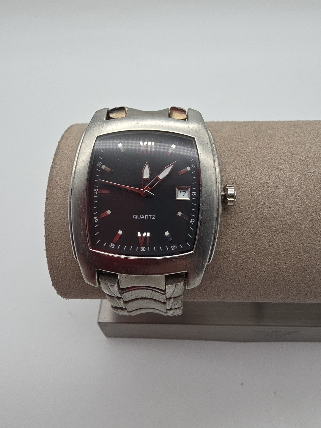 Herren Armbanduhr Quarz mit Datum – Edelstahl – Rechteckgehäuse – Schwarz