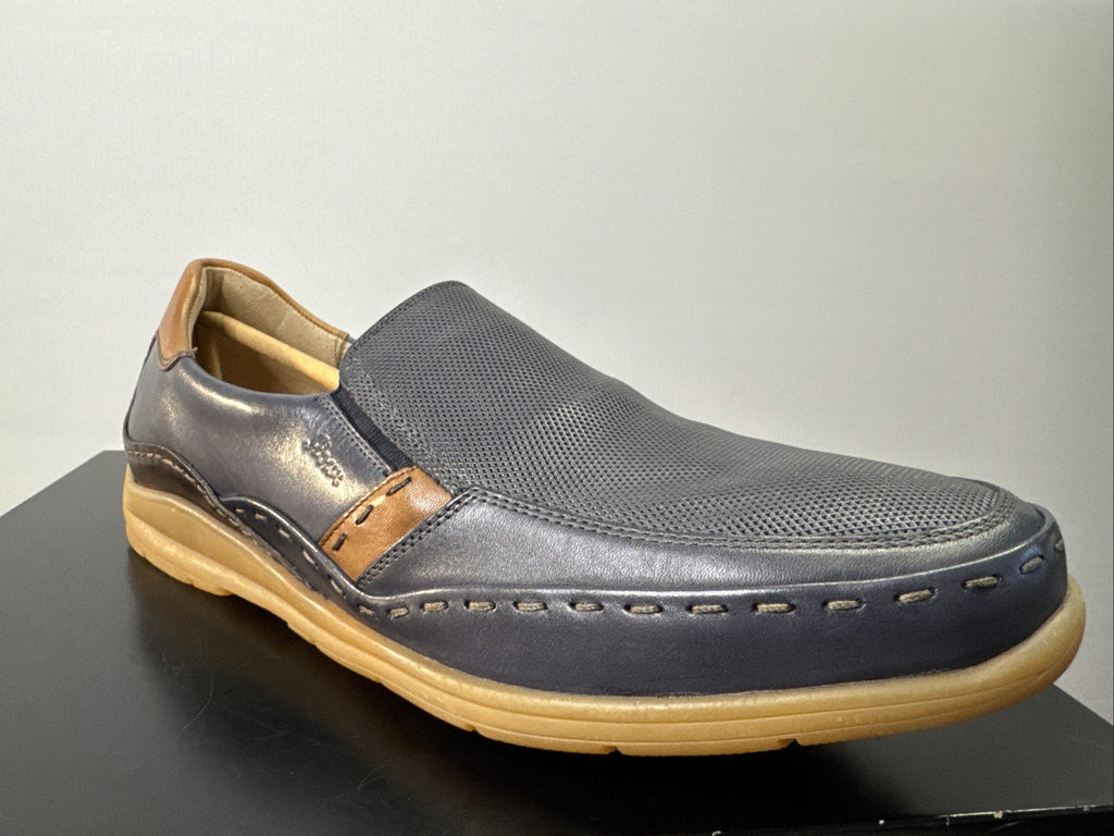 Sioux Hajoko-707 Herrenschuhe Gr. 40/6,5 Slipper Blau Leder