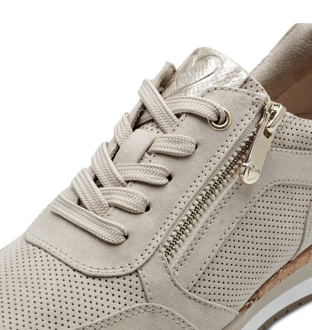 MARCO TOZZI Keilsneaker Freizeitschuh Halbschuh Schnürschuh Beige Damen - Gr. 39