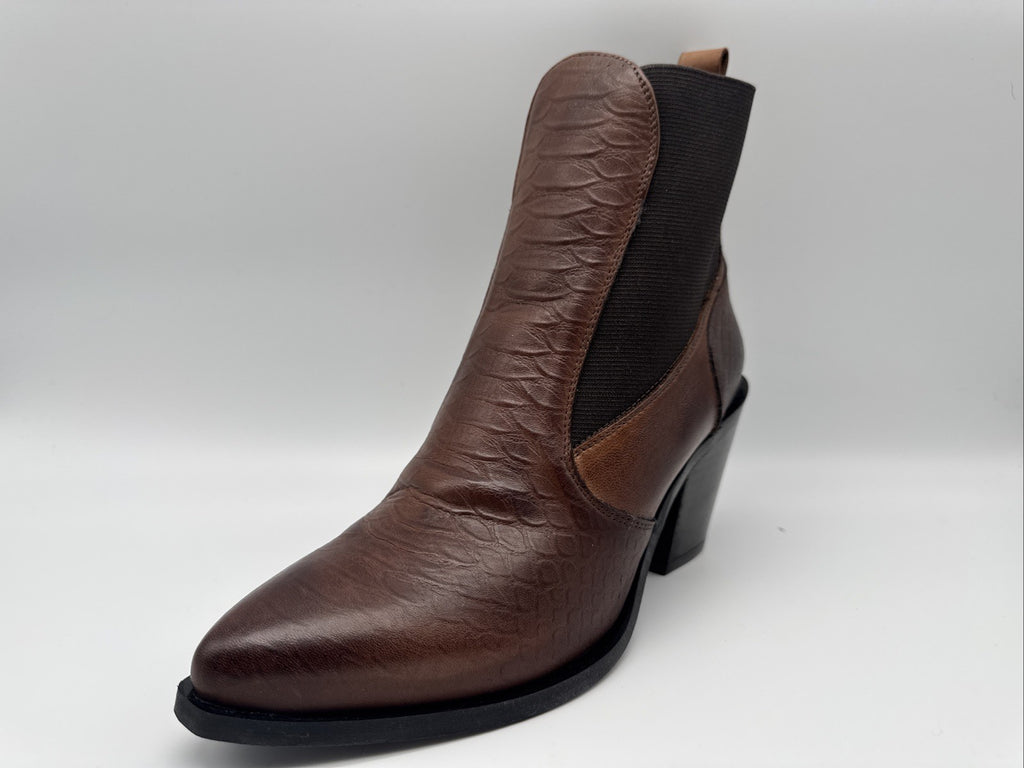 Piranha Stiefelette Gr. 38 Leder Damen Braun Absatzschuh 