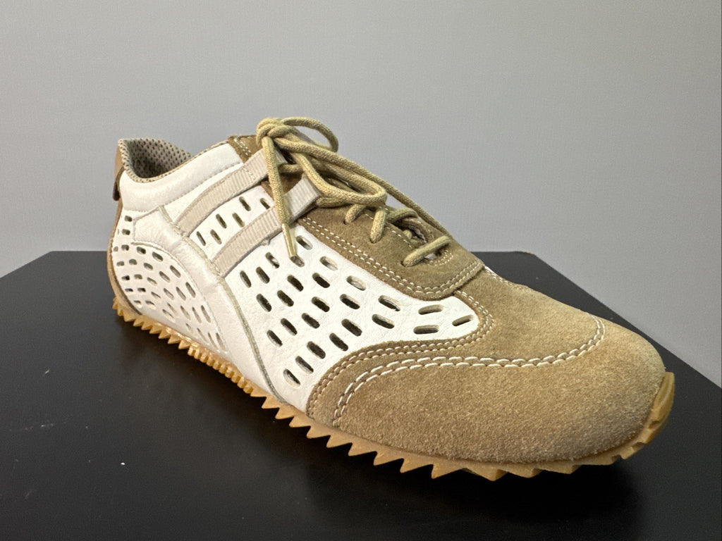 Rieker Halbschuh Gr. 36 Damen Leder Weiß Braun