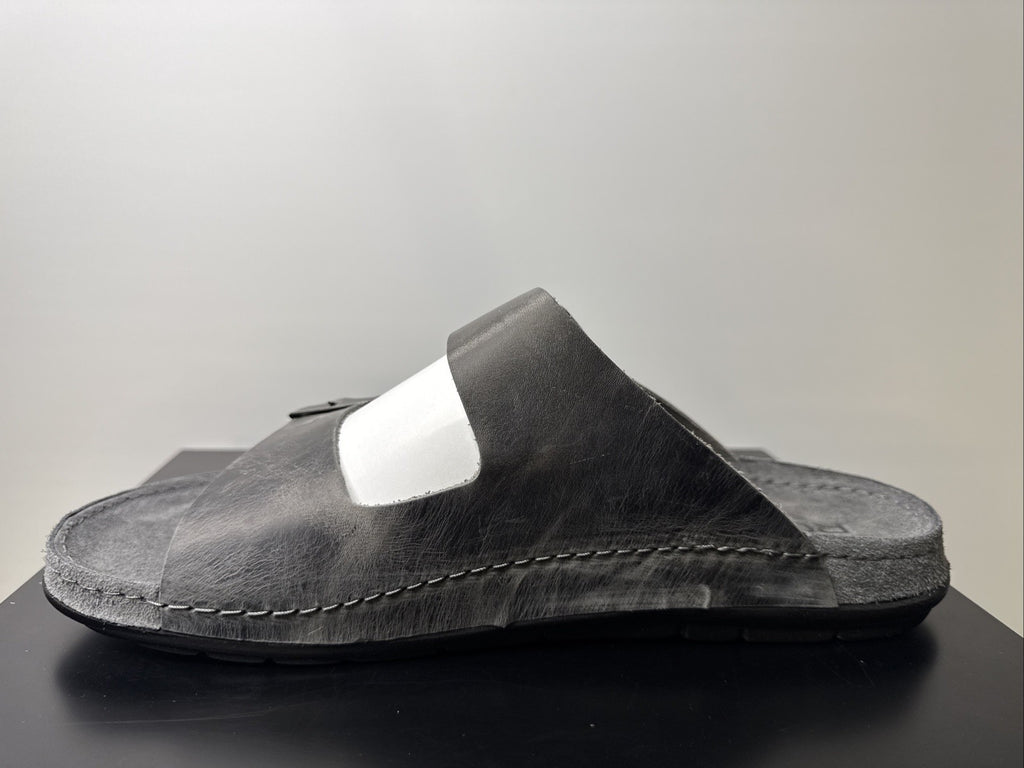 Rohde Herren Pantoletten Gr. 46 Leder Clogs Anthrazit 5918