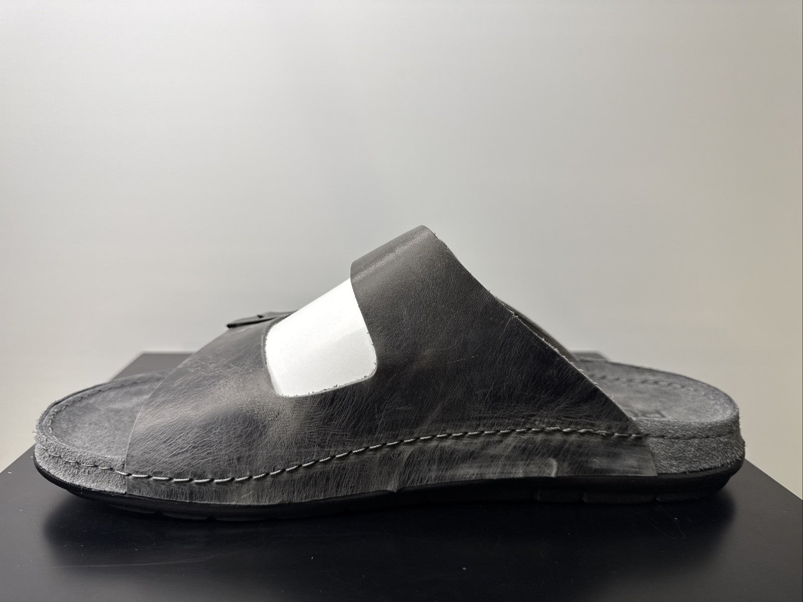 Rohde Herren Pantoletten Gr. 46 Leder Clogs Anthrazit 5918