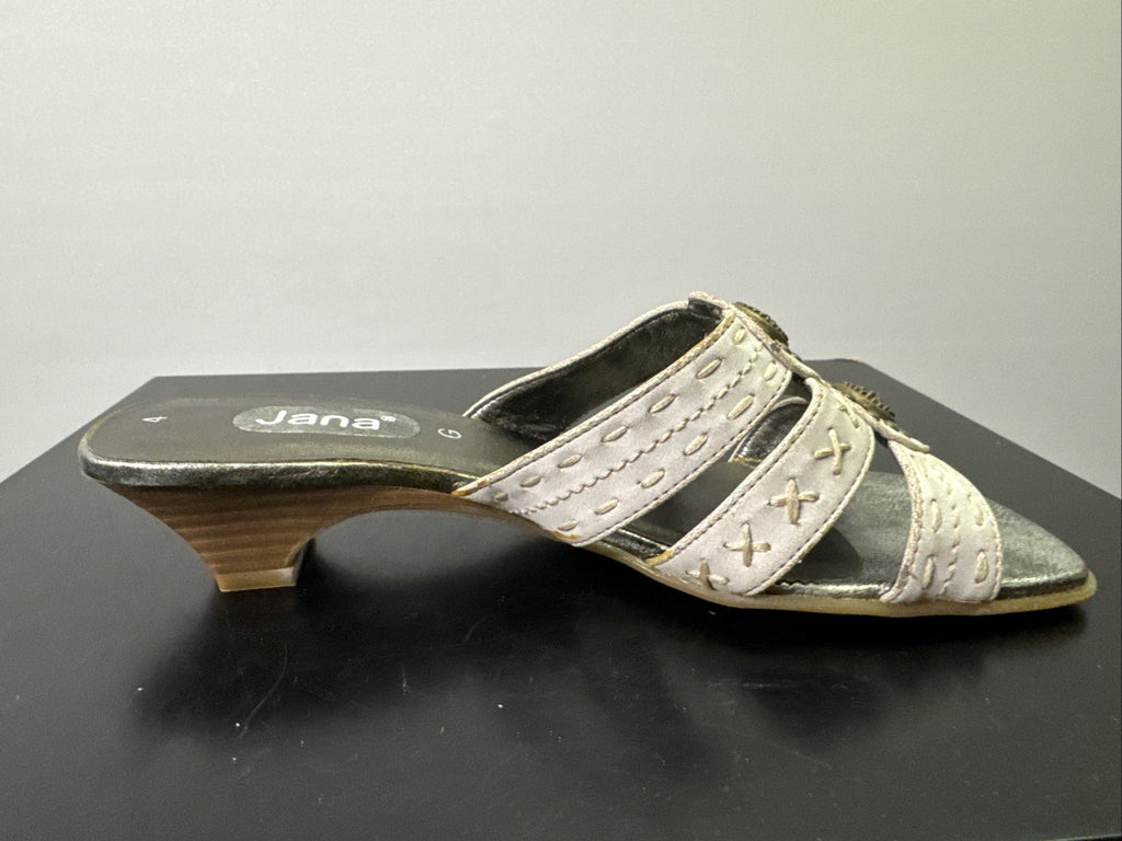 Jana Pumps  Gr. 4 Leder Weiß Damen Absatzschuh