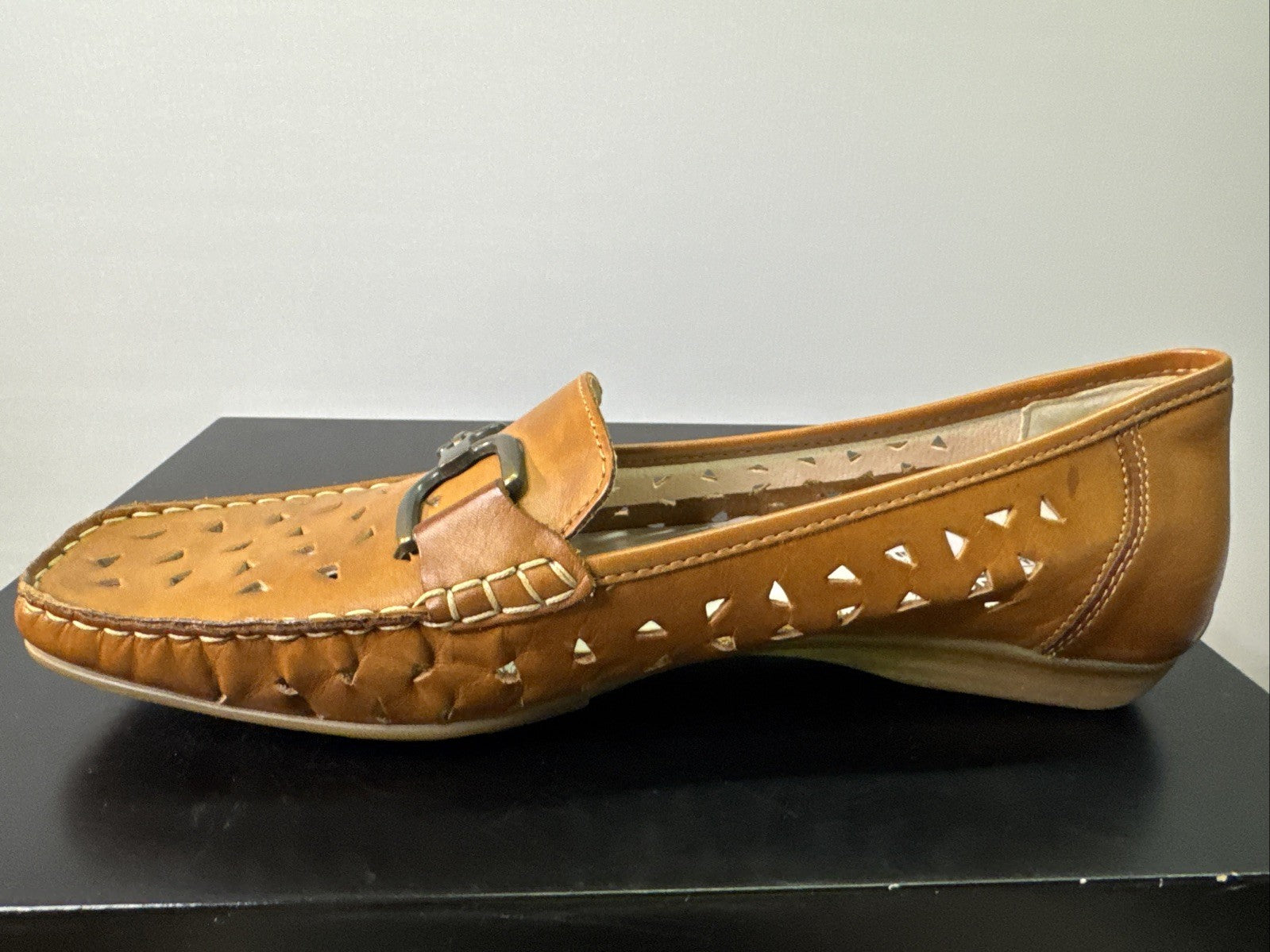 Rieker Slipper Gr. 42 Leder Braun Damen