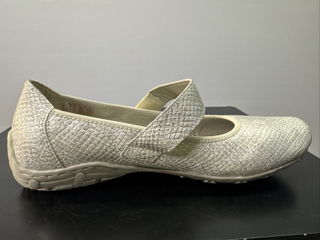 Rieker Slipper Gr. 36 Leder Weiß/Silber