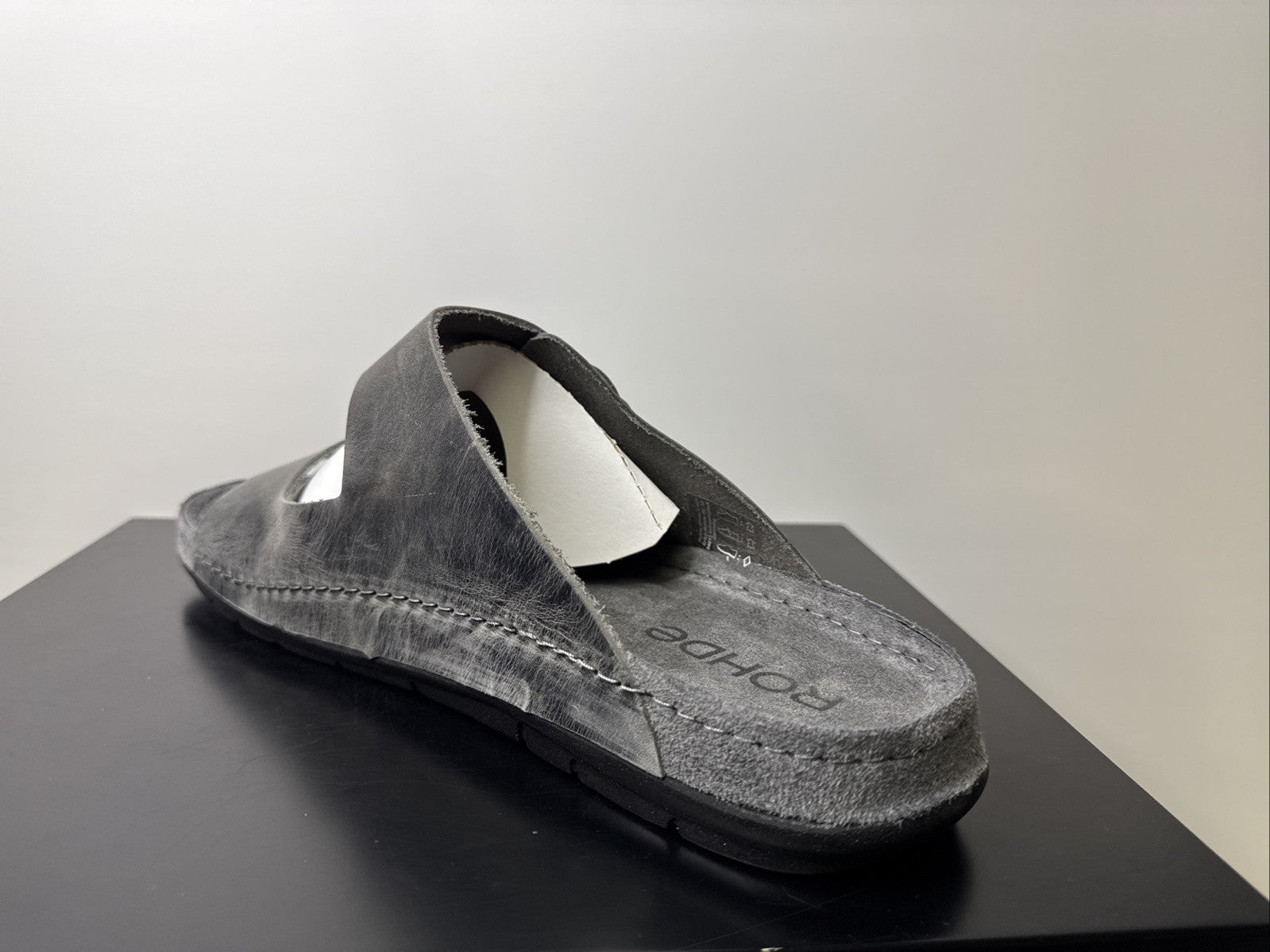 Rohde Herren Pantoletten Gr. 46 Leder Clogs Anthrazit 5918