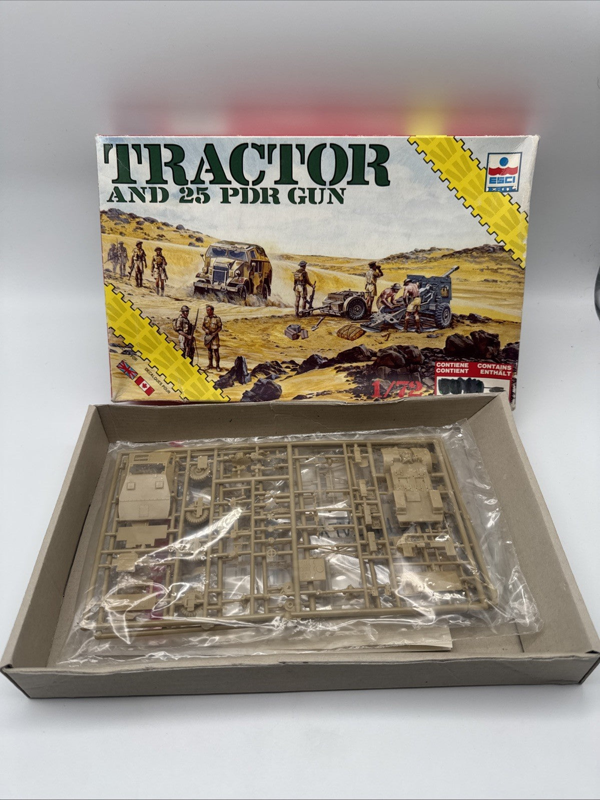 1/72 Tractor and 25 PDR gun, ESCI/ERTL 8614 (1988) Diorama Figuren...top OVP