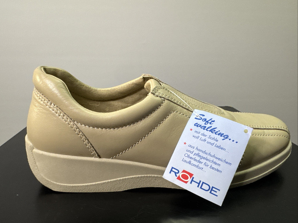 Rohde Damenschuh Gr. 4 Halbschuh Beige Leder 