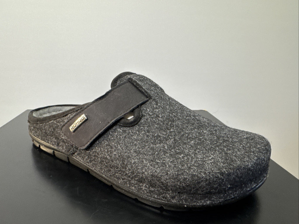 Rohde Herren Filz Pantolette Gr. 45 Schwarz Pantoffel Weite G 6741