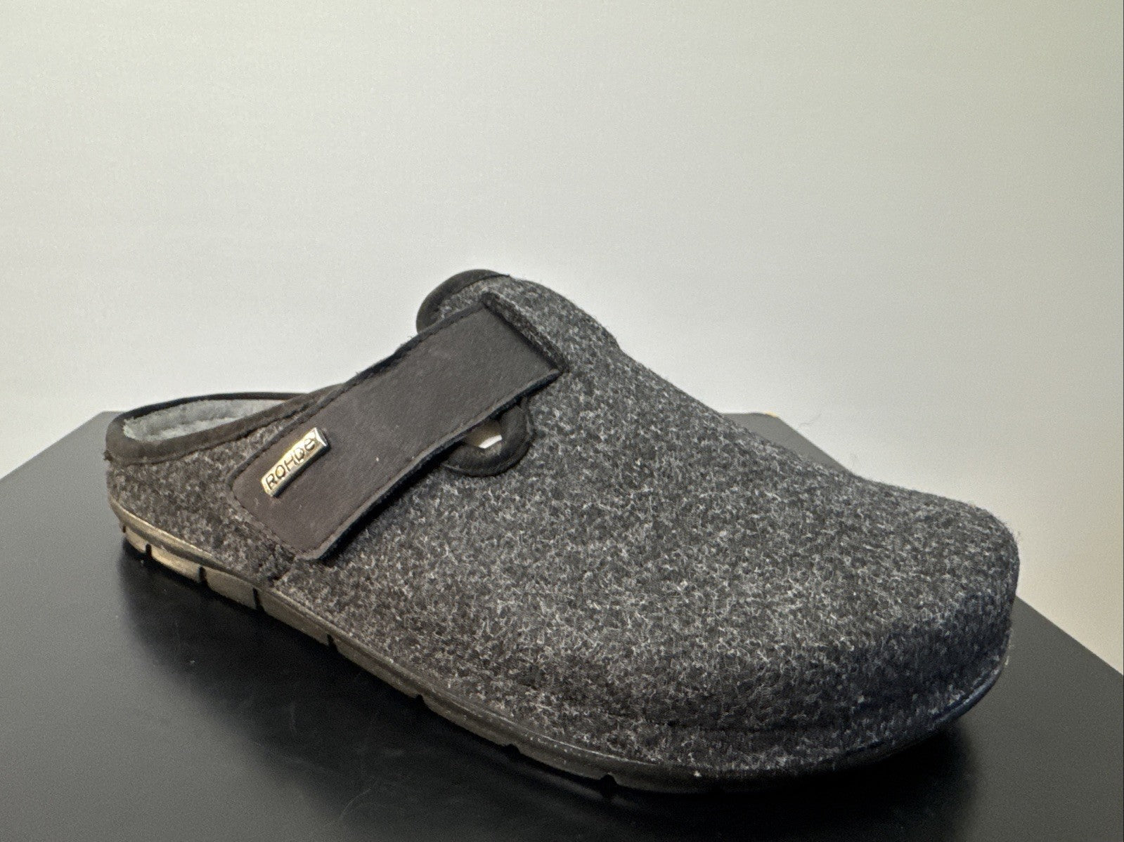 Rohde Herren Filz Pantolette Gr. 45 Schwarz Pantoffel Weite G 6741