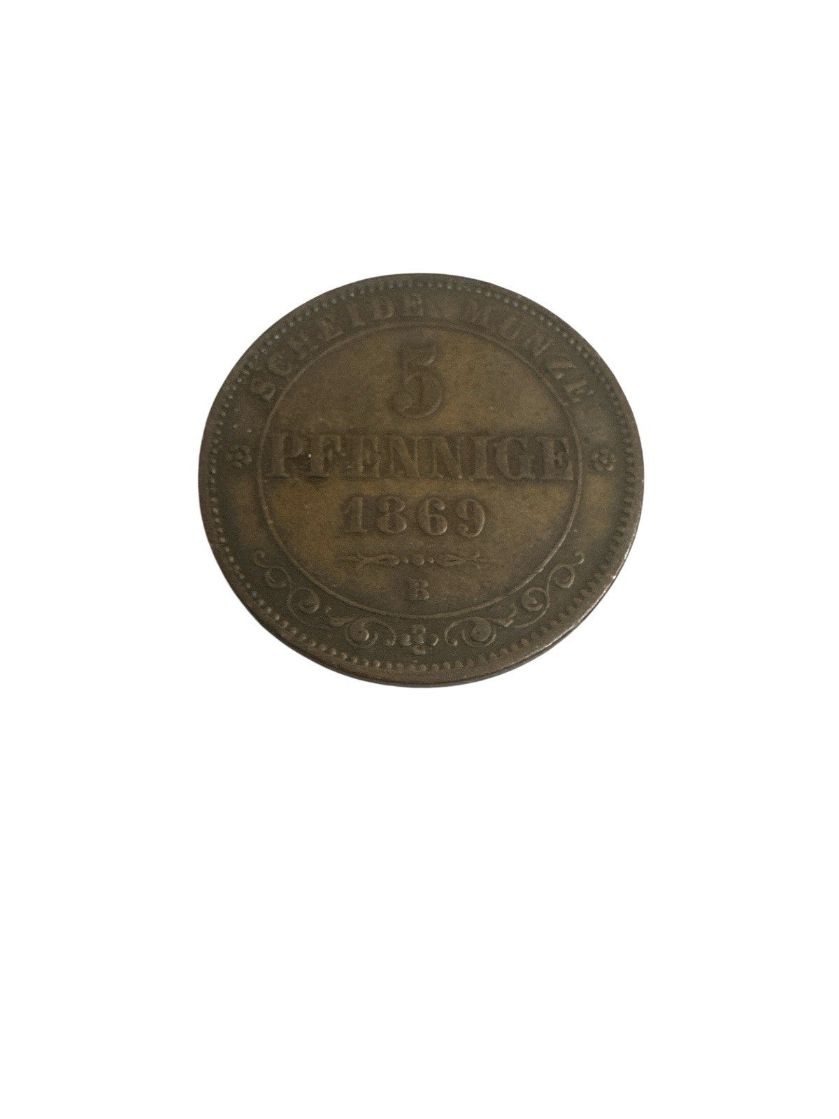 Sachsen Dresden 5 Pfennig 1869 B Kupfer Original Münze