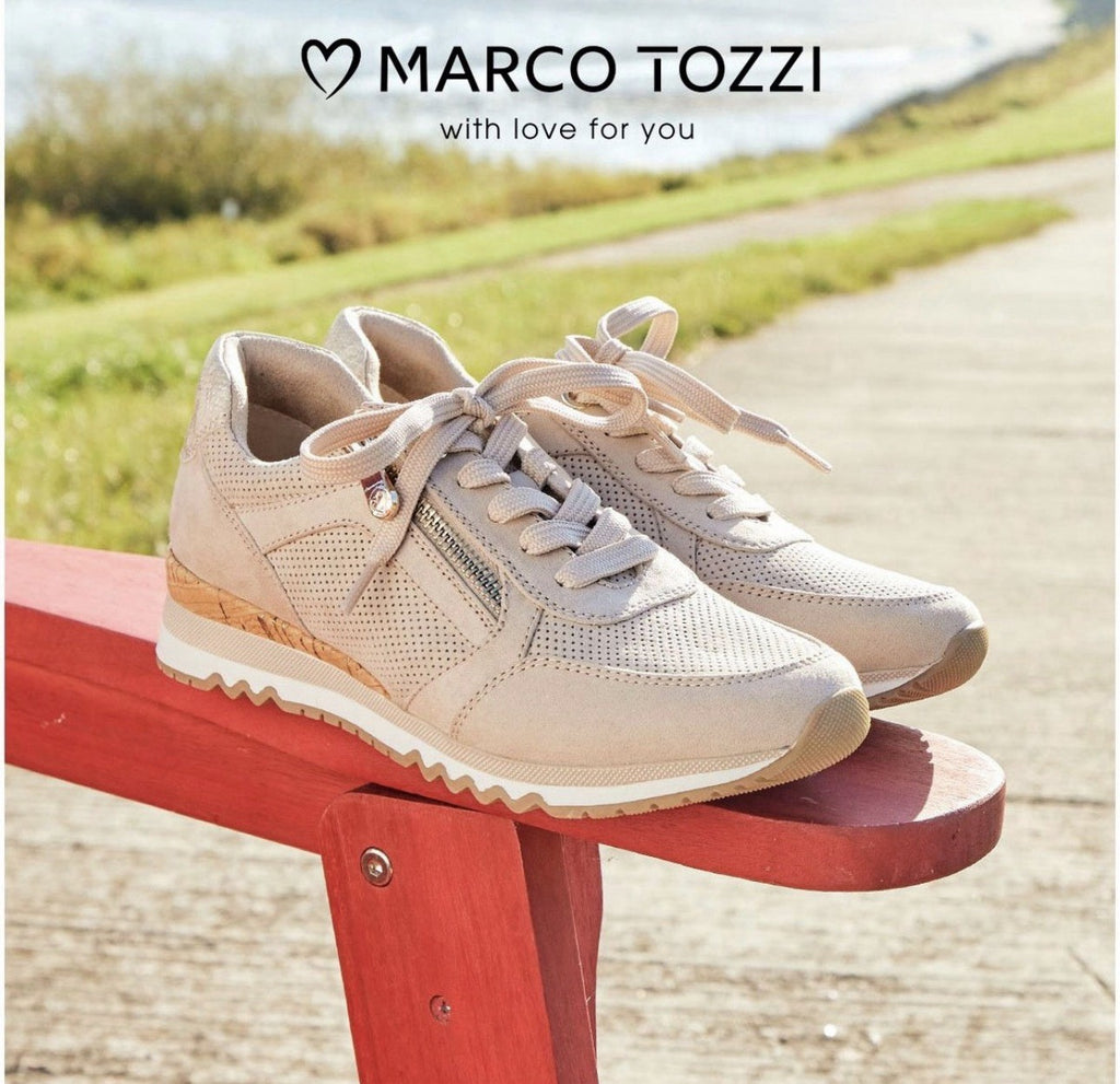 MARCO TOZZI Keilsneaker Freizeitschuh Halbschuh Schnürschuh Beige Damen - Gr. 39