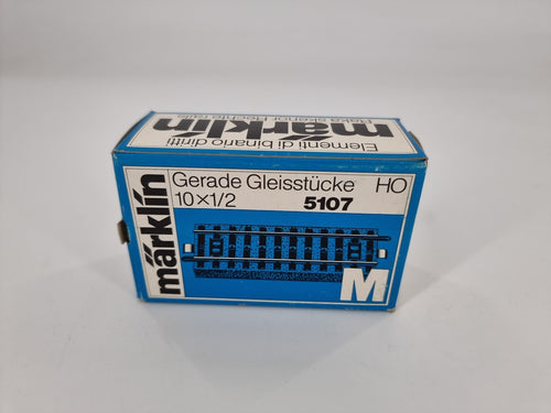 10x MÄRKLIN 5107 - H0 M-Gleis,  Gerades Gleisstück 1/2,  Mit OVP