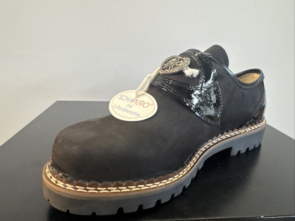 Schapuro Halbschuh Damen Gr. 4 Leder Schwarz