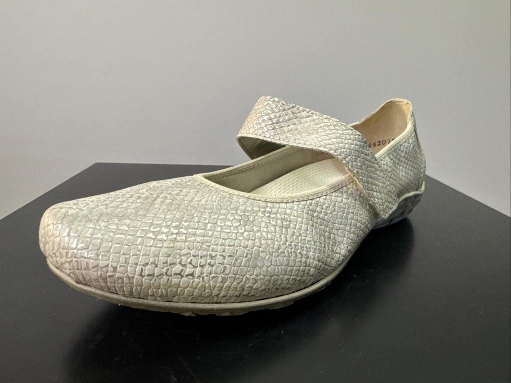 Rieker Slipper Gr. 36 Leder Weiß/Silber