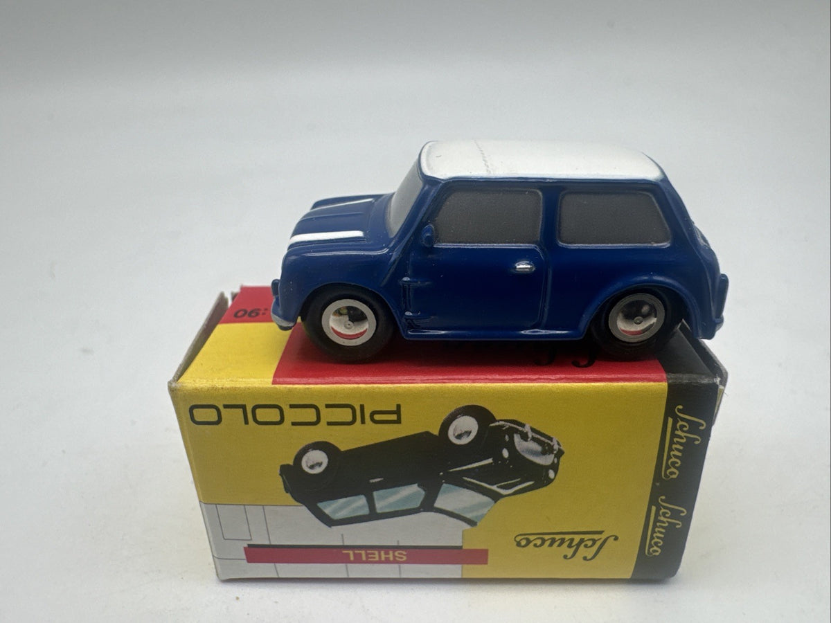 Schuco Piccolo News Austin Mini Cooper blau weiß 1:90 in OVP #6