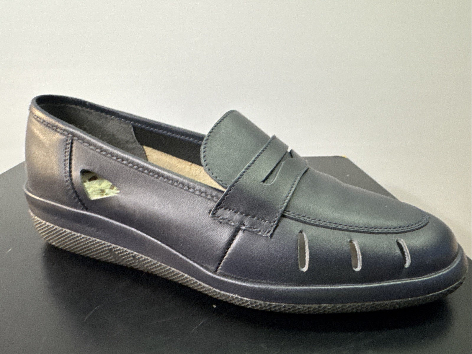 Rieker Slipper Gr. 4 Leder Blau  Damen