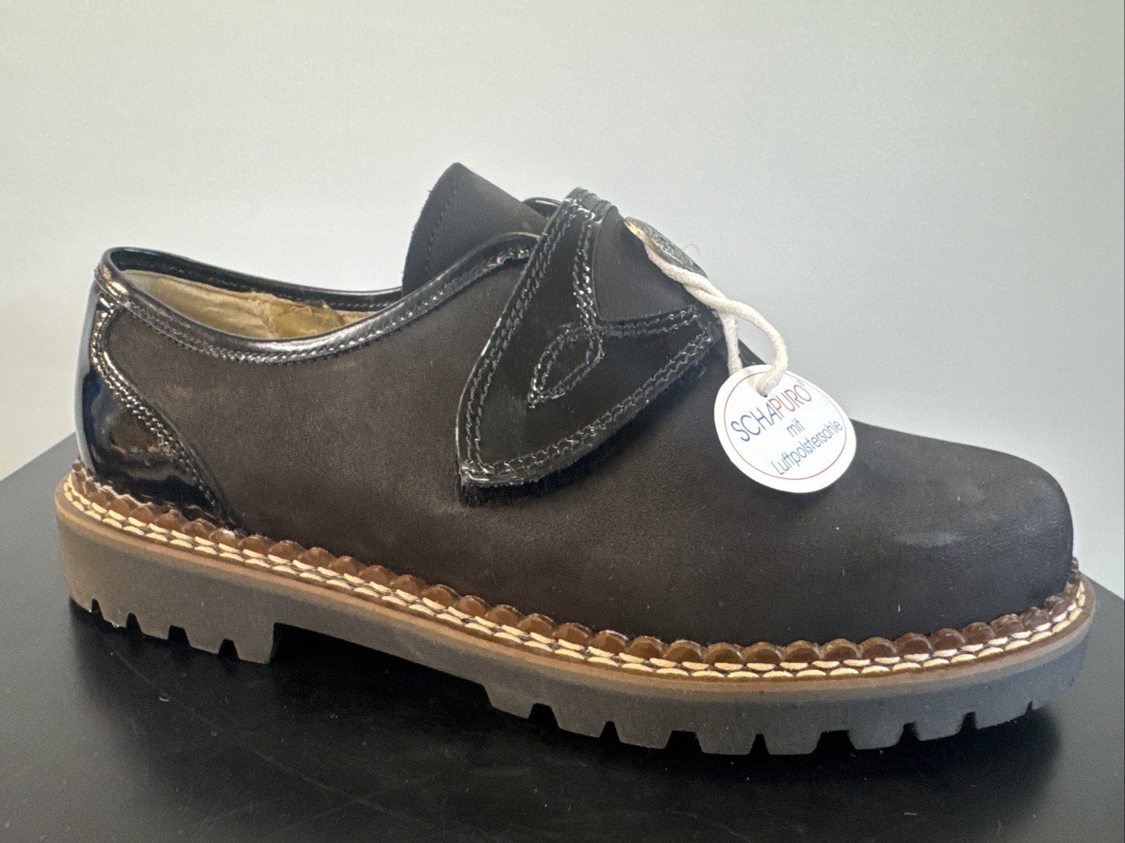 Schapuro Halbschuh Damen Gr. 4 Leder Schwarz