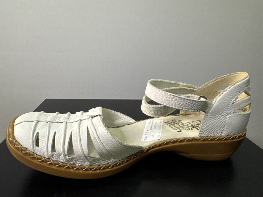 Rieker Slipper Gr. 42 Leder Weiß Damen