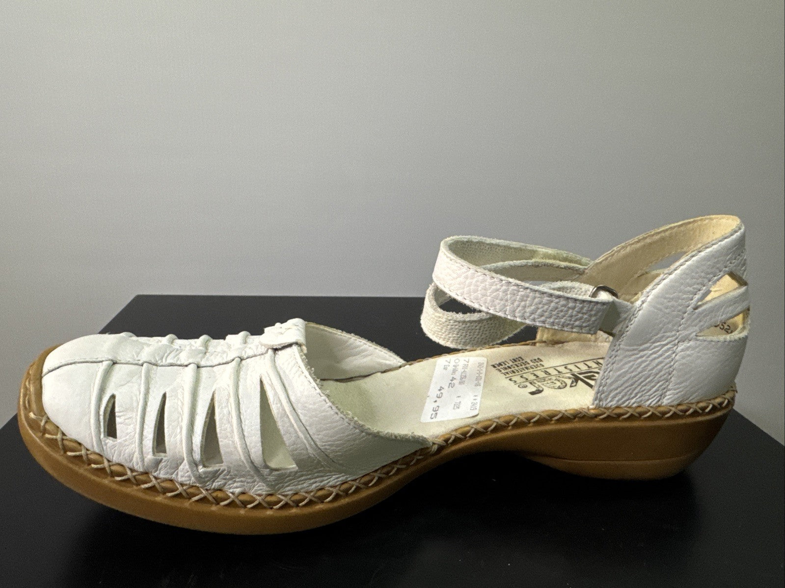 Rieker Slipper Gr. 42 Leder Weiß Damen