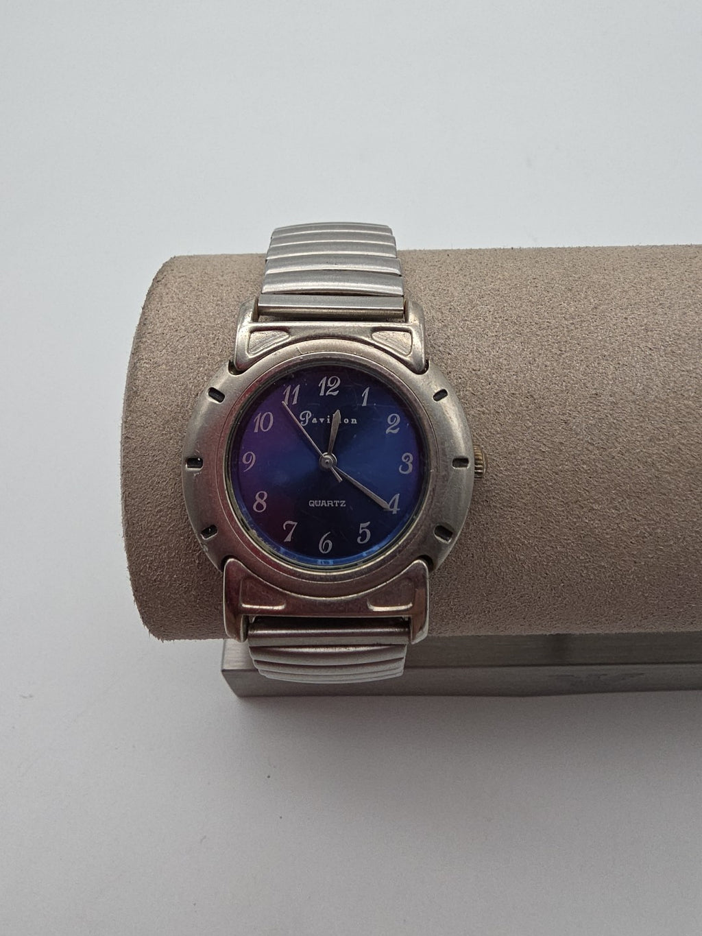Pavilon Armbanduhr Quarz – Blaues Verlauf-Zifferblatt – Edelstahl Flexband – Vin