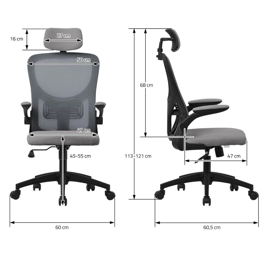 Bürostuhl Chefsessel Ergonomisch Drehstuhl Grau Schreibtischstuhl Computerstuhl