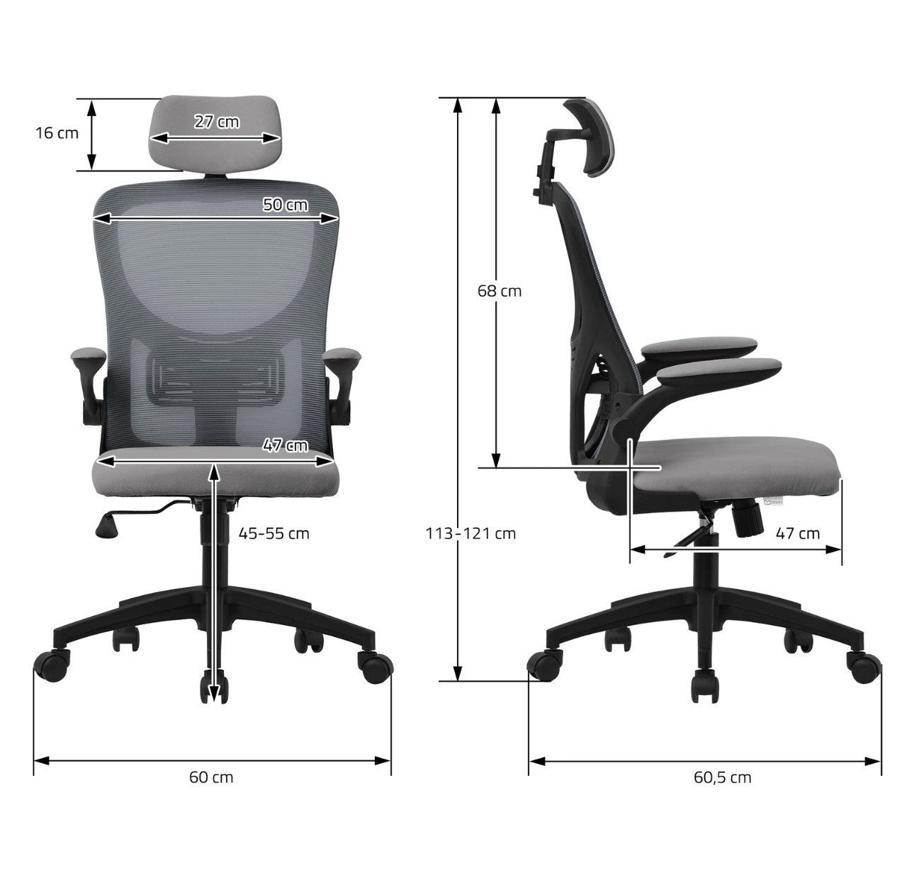 Bürostuhl Chefsessel Ergonomisch Drehstuhl Grau Schreibtischstuhl Computerstuhl