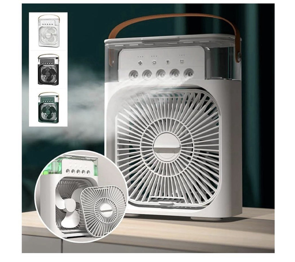 3-in-1 Portable Air Cooler Fan USB Mini Air Conditioner Humidifier LED Light