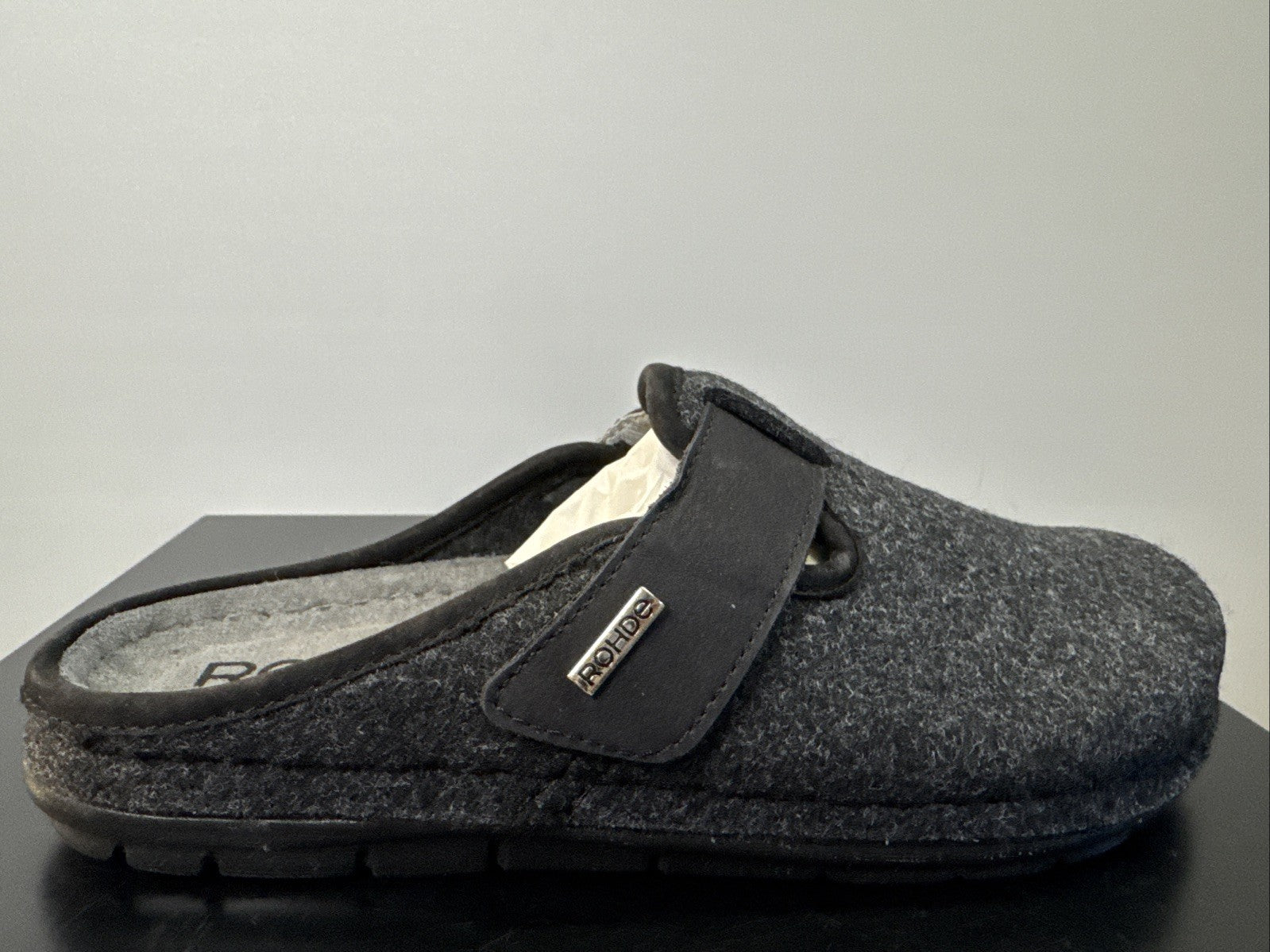 Rohde Herren Filz Pantolette Gr. 45 Schwarz Pantoffel Weite G 6741