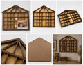 Holz Setzkasten Hausform Vitrine Sammlervitrine Miniaturen Deko Wandregal Neu