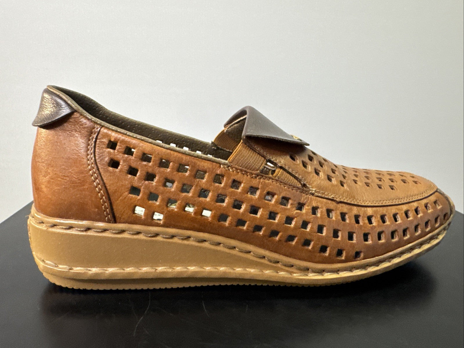 Rieker Halbschuh Gr. 36 Damen Leder Braun Slip On